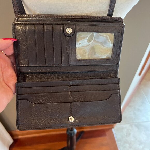 Brighton Gray Leather Embossed Wallet/Crossbody - Picture 6 of 9